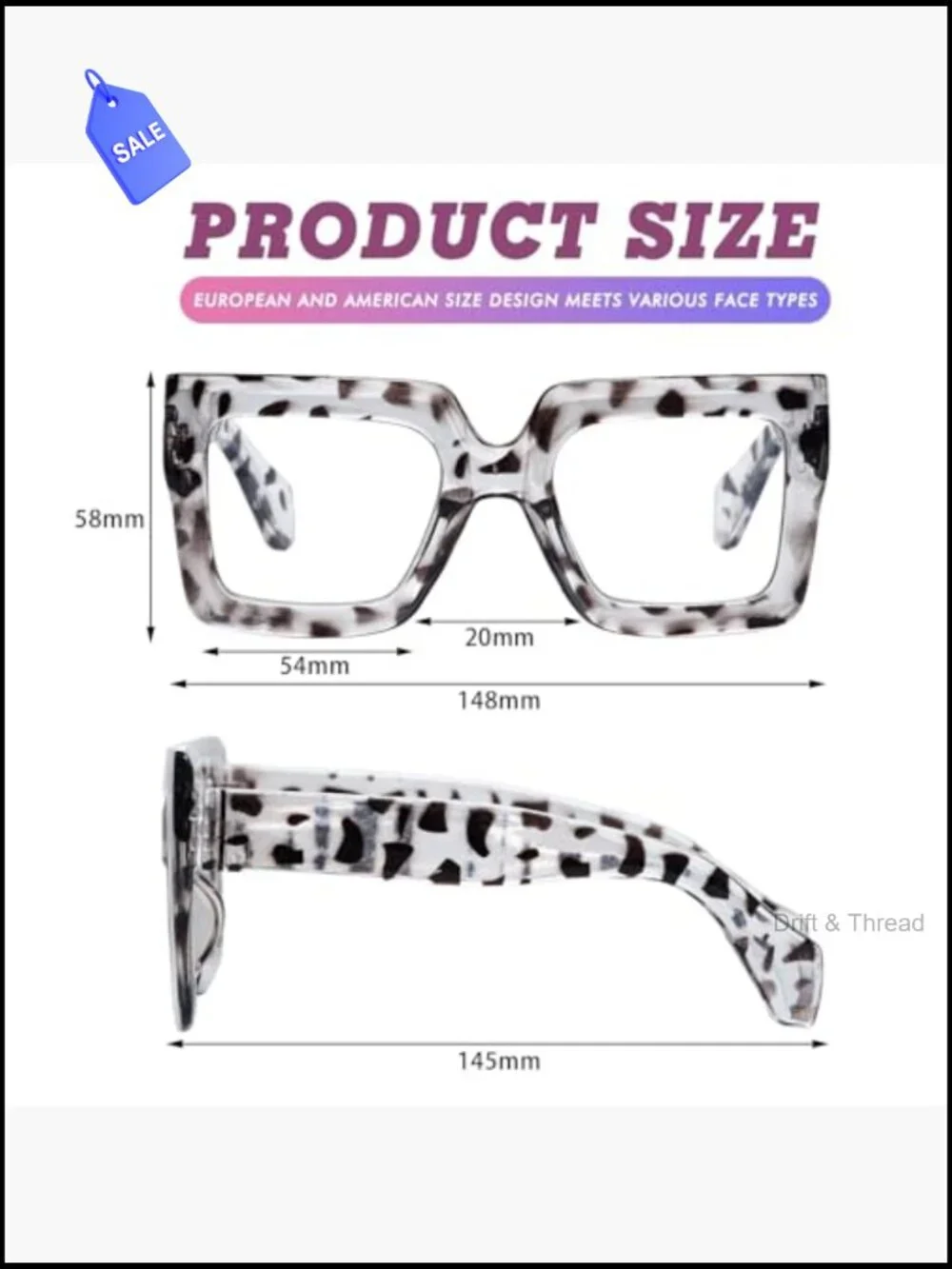 Oversized Square Blue Light Glasses for Women Computer Eyewear Clear Lens
